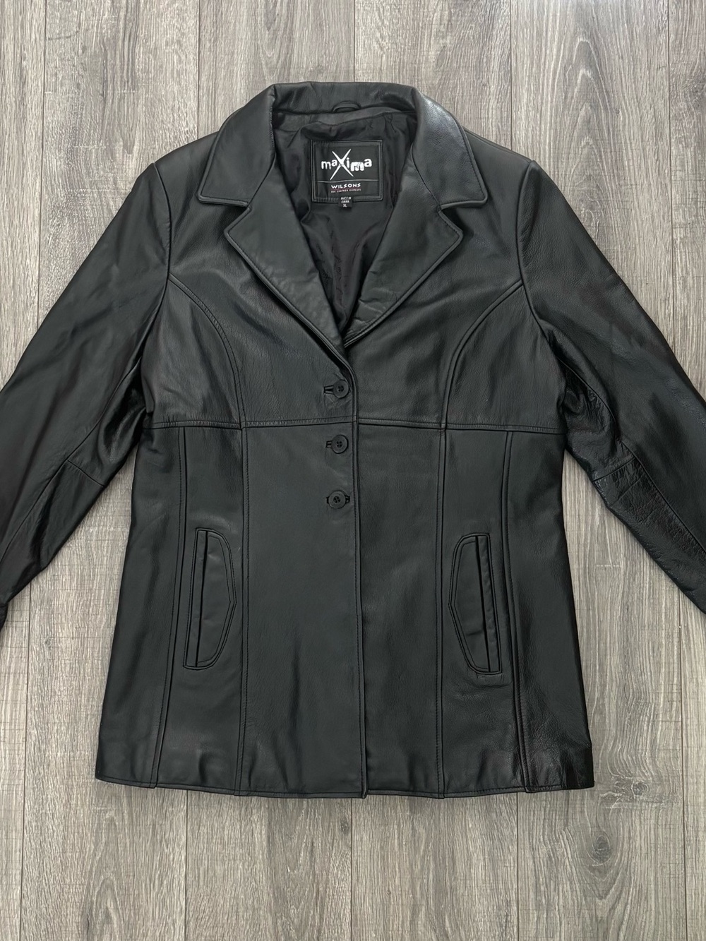 Wilsons Leather Maxima Black Genuine Leather Blazer Jacket Women’s XL